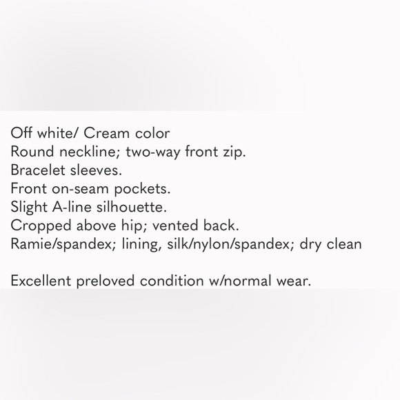 Eileen Fisher Polished Ramie A-Line Jacket Zipper Women light tan cream - Picture 3 of 8